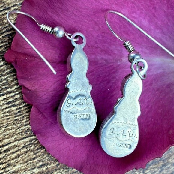 Vintage Sterling Silver Moonstone Cat Eye Earrings - Picture 6 of 9